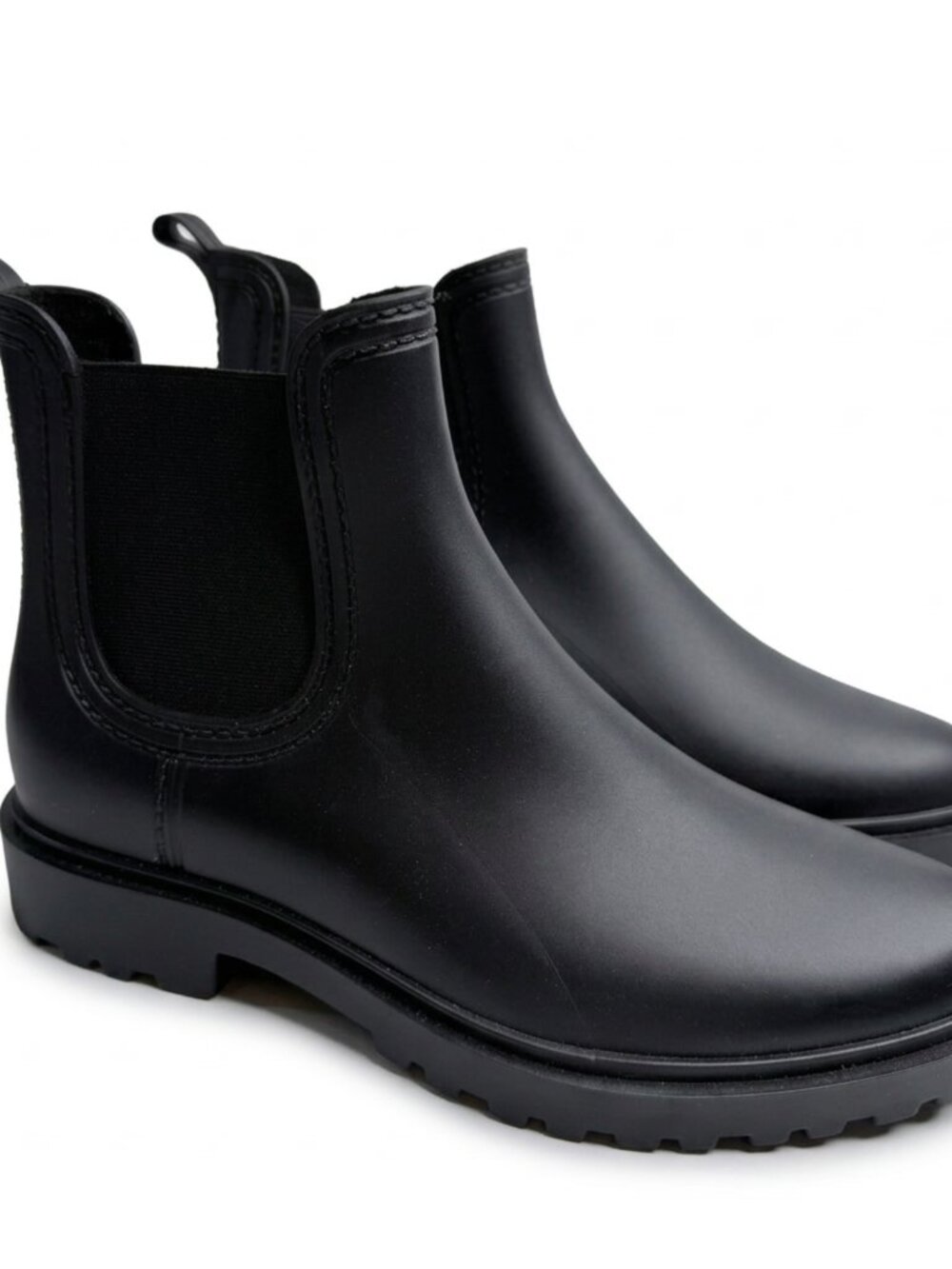 Chelsea Boots Old Navy Women's Black Rubber Pull-On Lug Sole Toe US 8